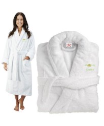 Deluxe Terry cotton with mr & mrs ring design CUSTOM TEXT Embroidery bathrobe